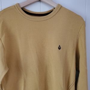 Volcom Mustard Long Sleeve Waffle Knit Tee